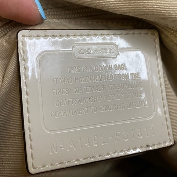 Coach Monogramed White And Tan Embossed Bag - Picture 6 of 6